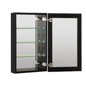 15 in. W x 36 in. H Rectangular Black Aluminum Recessed/Surface Mount Medicine Cabinet with Mirror