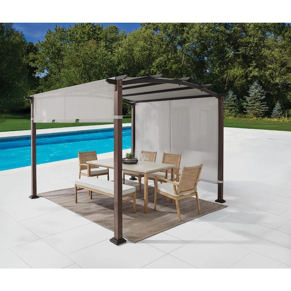 Clifton 10 ft. x 10 ft. Easy Assembly Tool Free Pergola with Privacy Shade