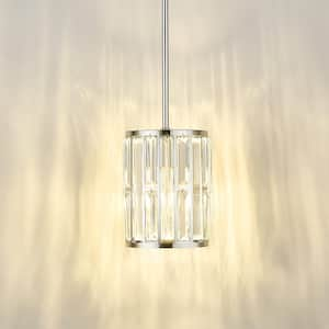 1-Light Chrome Pendant Light with Crystal Shades