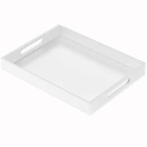 16 in. x 12 in. Spill Proof Serving Tray for Ottoman Coffee Table Countertop with Handles, Clear