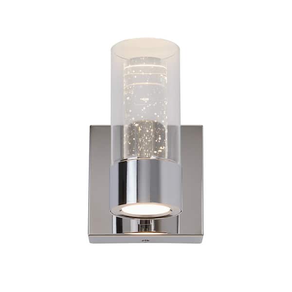 Artika Essence 4 3 In 1 Light Chrome Led Modern Indoor Wall Sconce With Bubble Glass For Hallway And Bathroom Van1 Rt The Home Depot - Chrome Wall Sconces For Bathroom