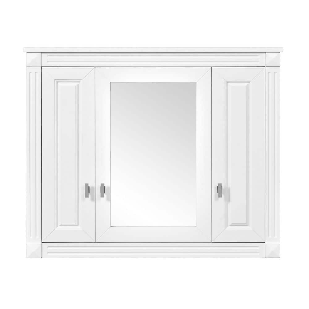 35 in. W x 29 in. H Modern Wall Mounted Rectangular MDF Medicine Cabinet with Mirror in White, 3 Doors price history on PriceWatchPro