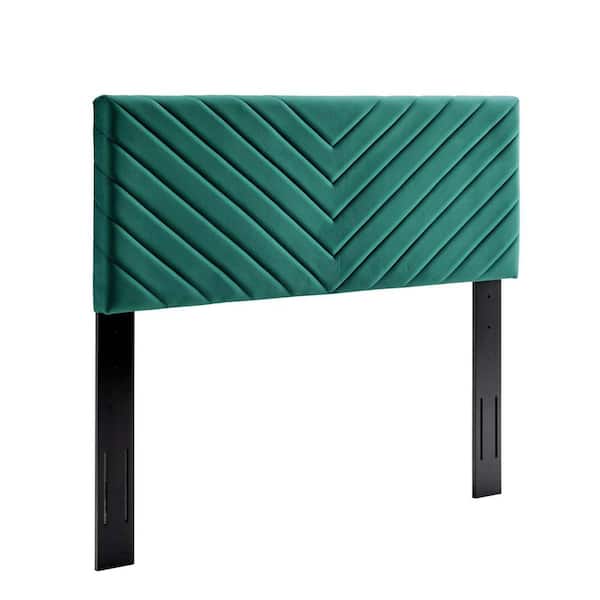 MODWAY Alyson Angular Channel Tufted Performance Velvet Twin Headboard in Teal