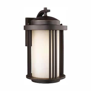 Crowell 1-Light Antique Bronze Outdoor 14.875 in. Wall Lantern Sconce with LED Bulb