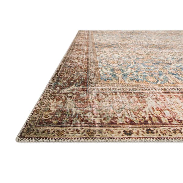Layla Ocean/Rust 7 ft. 6 in. x 9 ft. 6 in. Distressed Bohemian Printed Area Rug