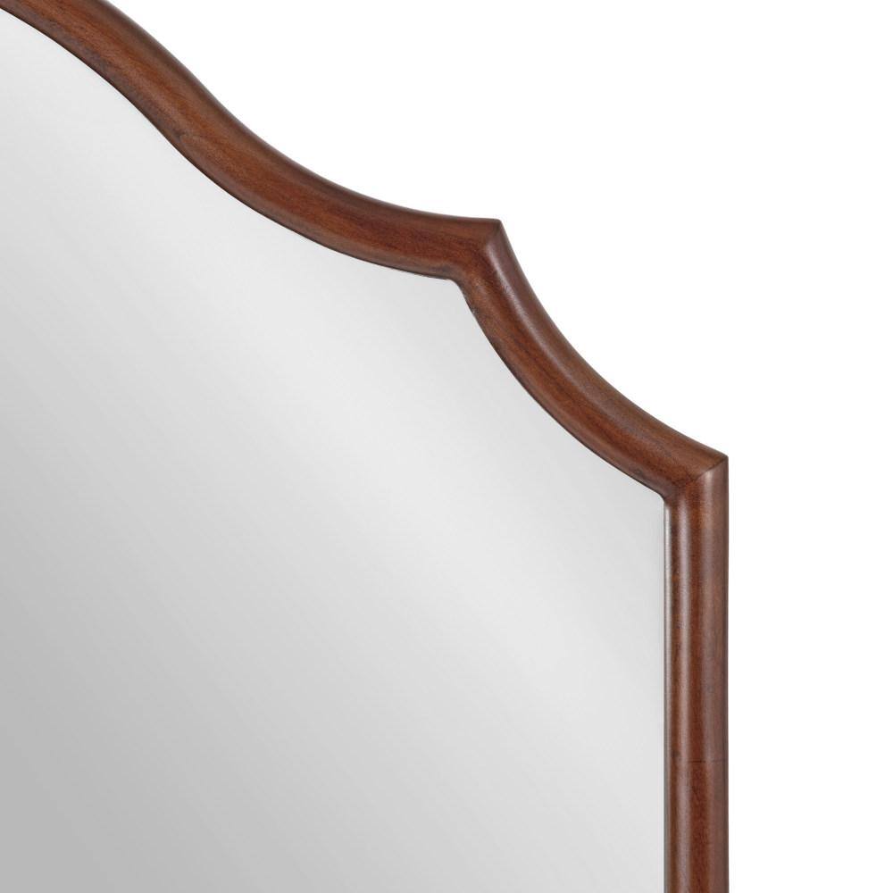 Leanna Walnut Brown Arched Wood Wall Mirror, 32" x 28"