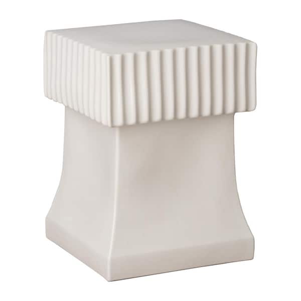 Emissary Alex White Square Ceramic Garden Stool 12051WT The Home Depot