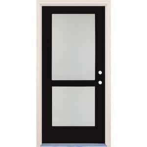 36 in. x 80 in. Left-Hand/Inswing 2 Lite Satin Etch Glass Onyx Painted Fiberglass Prehung Front Door with 4-9/16" Frame