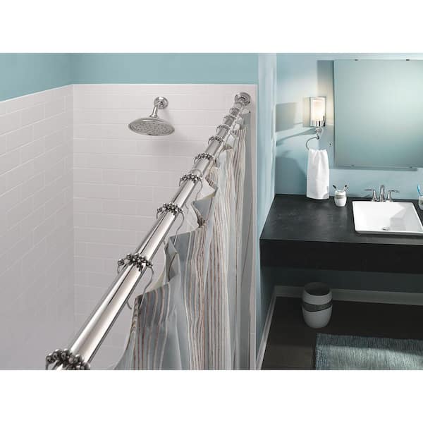 72 in. Adjustable Straight Decorative Tension Shower Rod in Chrome