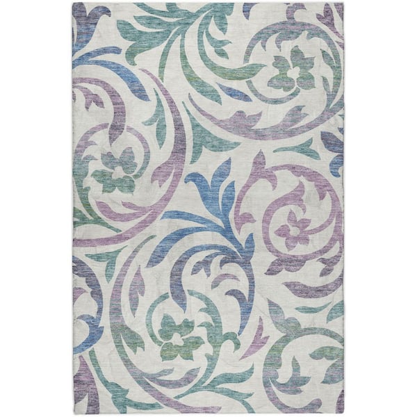 Dream Shag Premium Machine Washable Abstract ADS764 White 9 ft. x 12 ft. Area Rug