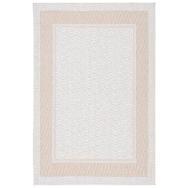 SAFAVIEH Martha Stewart Ivory/Beige 9 ft. x 12 ft. Solid Border Indoor/Outdoor Patio Area Rug