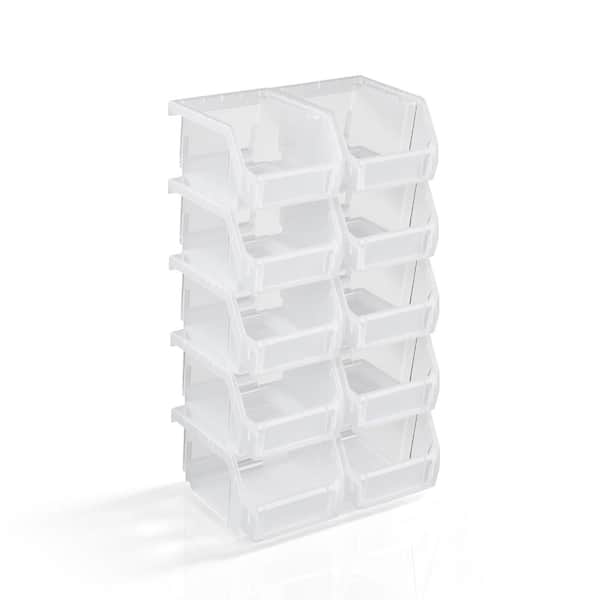 Sorbus Open Front Stackable Garage Plastic Storage Bin – Organize Tools, Hardware & Shelving - X-Small, Set of 10, Clear