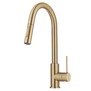 Oletto Single Handle Pull Down Sprayer Kitchen Faucet in Brushed Gold