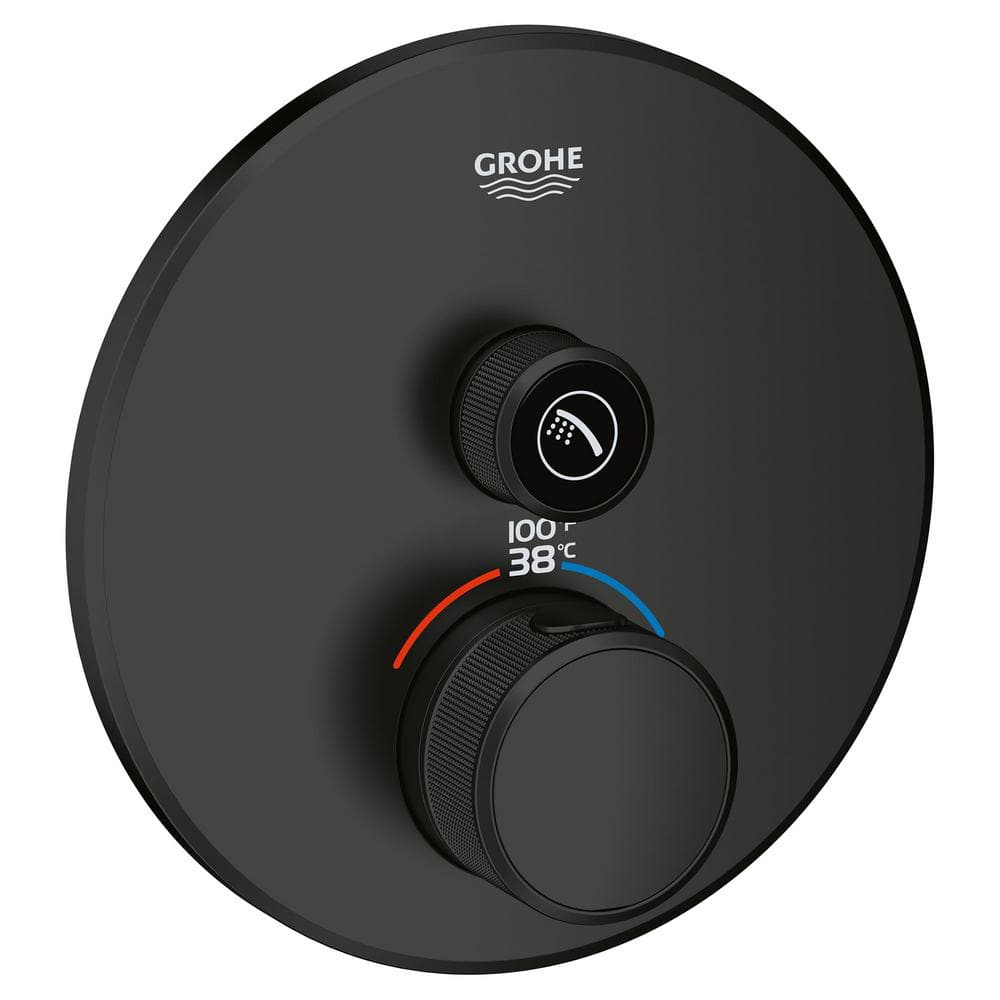 Ewell film lag GROHE Grohtherm Smart Control Thermostatic 1-Handle Trim with Control  Module in Matte Black (Valve Not Included) 291362430 - The Home Depot