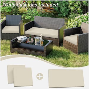 36 in. x 18 in. (3-Piece) Outdoor Patio Replacement Seat Cushions Fit for Loveseat Lounge Chair Furniture Cream