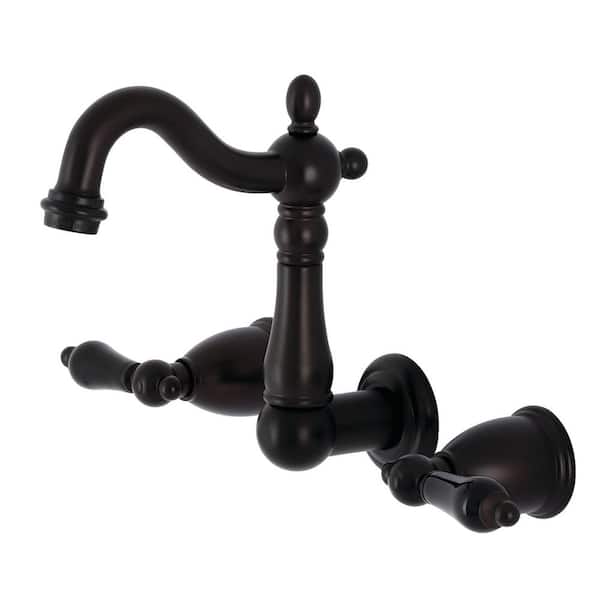 Kingston Brass Ss 2 Handle Wall, Wall Mount Bathroom Faucets Oil Rubbed Bronze
