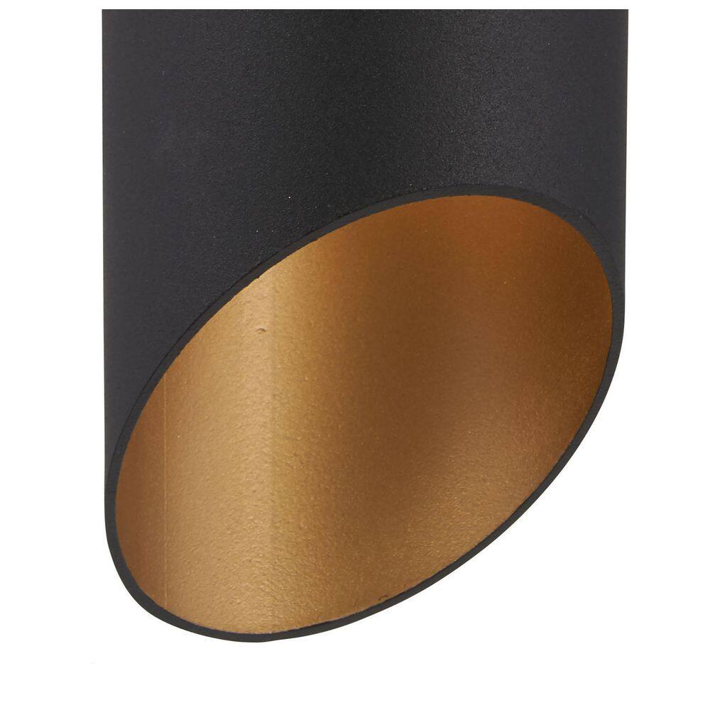 Black and Gold Metal Cylinder Outdoor Wall Light