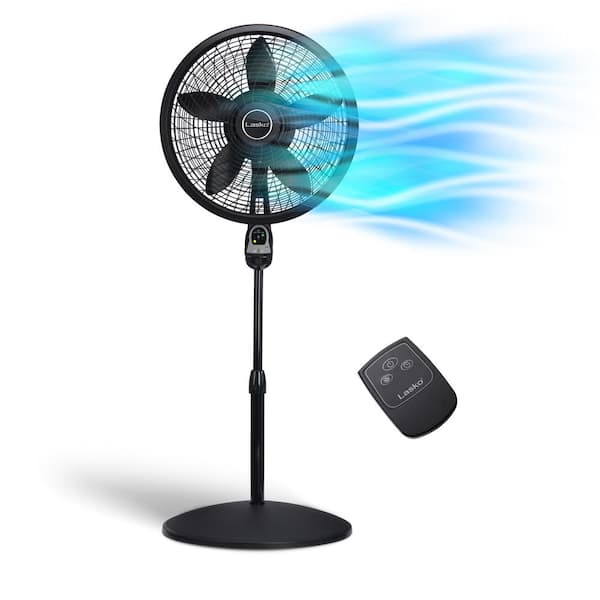 BLACK+DECKER BFSD116B 16 Oscillating Dual-Blade Stand Fan with Remote,  Adjustable Height, Black