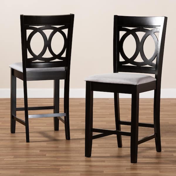 Lenoir 43 in. Gray and Espresso Bar Stool (Set of 2)