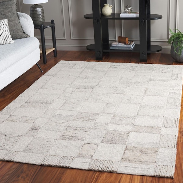 Pine 8 ft. x 10 ft. Beige/Brown Geometric Grid Area Rug
