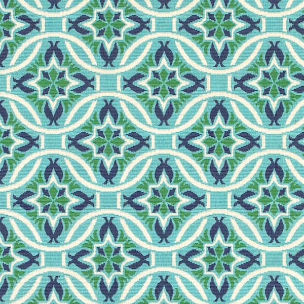 Blue, Green 2 ft. x 3 ft. Loomed Geometric Polypropylene Rectangle Indoor/Outdoor Area Rug