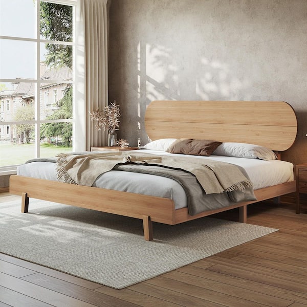 Polibi Natural/Brown Bamboo Frame King Size Platform Bed with