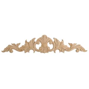 2-5/8 in. x 12 in. x 3/8 in. Unfinished Small Hand Carved North American Solid Alder Wood Onlay Acanthus Wood Applique