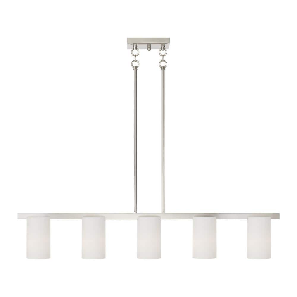 Astoria 5-Light Brushed Nickel Chandelier with Satin Opal Glass Shades