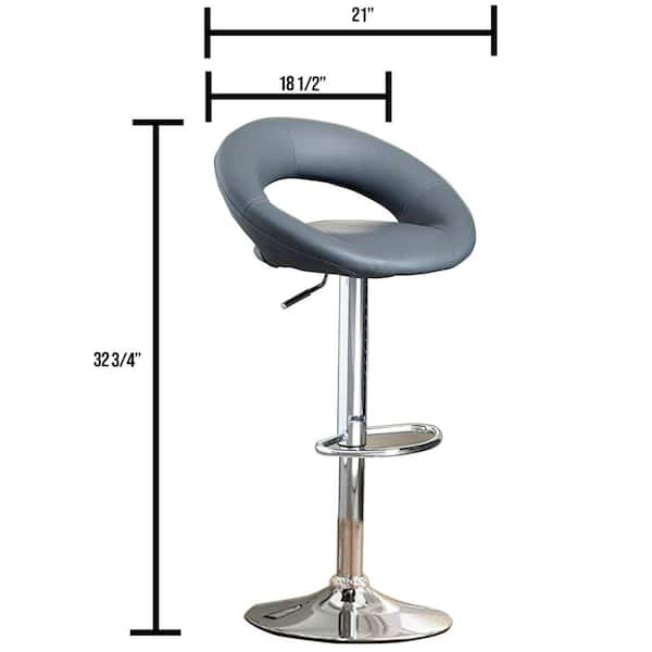 Numbi 32.75 in. to 38 in. Contemporary Style Bar Stool in Gray Finish (Pack of 2)