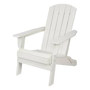 37 in. H White High-Density Polyethelene Indoor/Outdoor Seaside Mid-Century Modern Adirondack Folding Chair