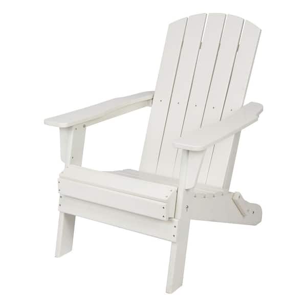 Shine Company 37 in. H White High-Density Polyethelene Indoor/Outdoor Seaside Mid-Century Modern Adirondack Folding Chair