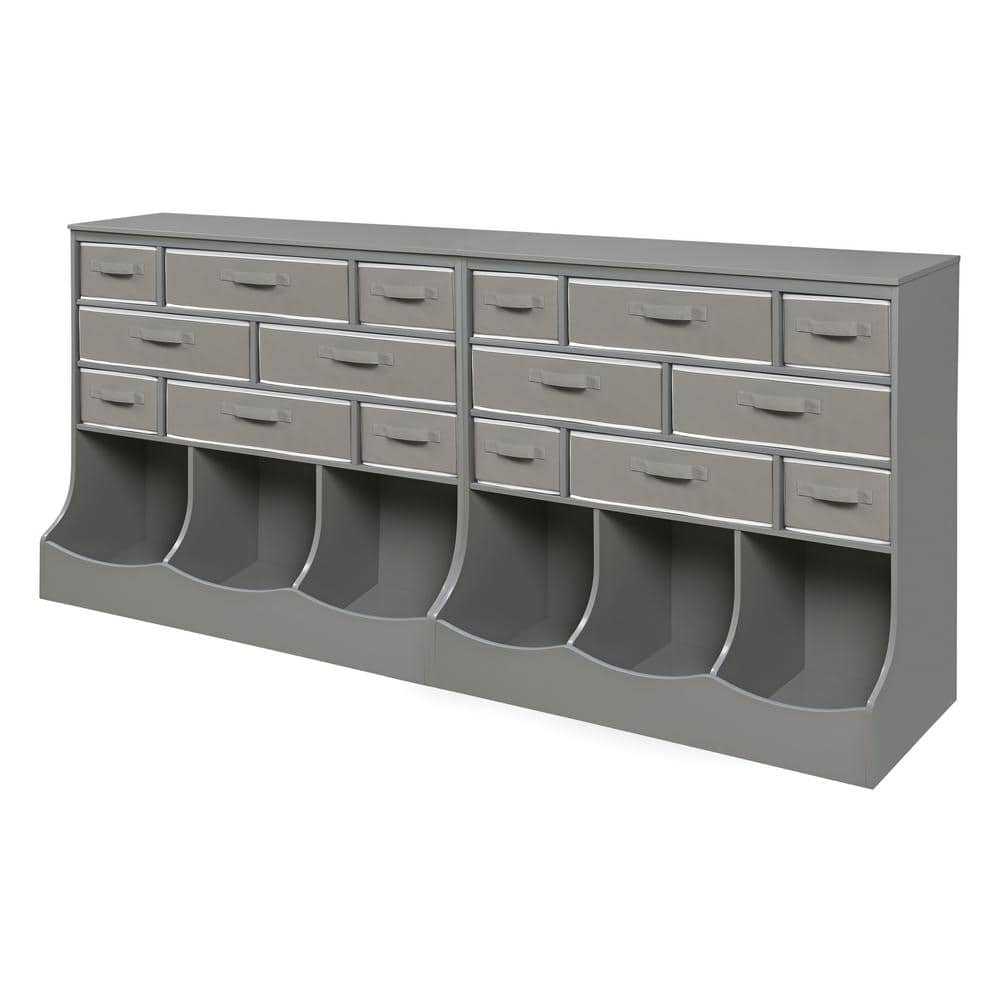 Gray MDF Kids Storage Unit with Baskets and Bins