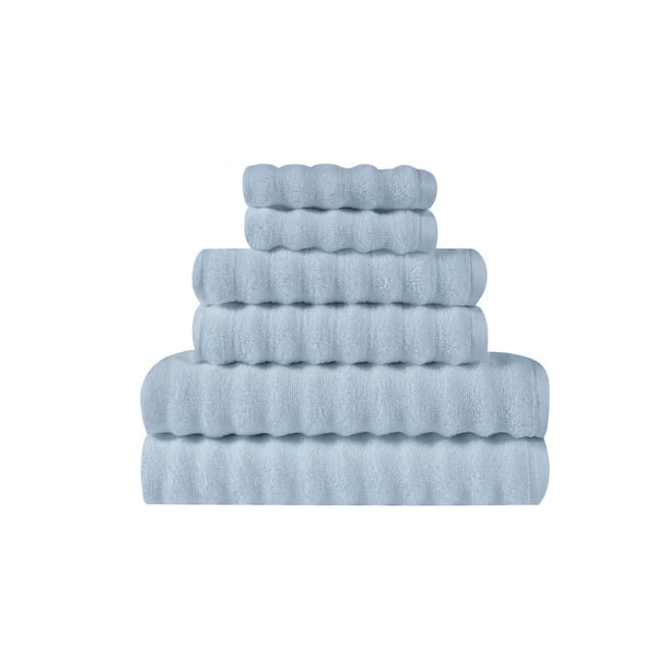 Zero Twist 6-Piece Light Blue Solid Cotton Towel Set