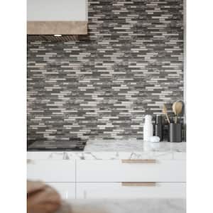 Waves of Grey/Silver 11.875 in. x 11.375 in. Interlocking Glossy Glass/Metal Mosaic Tile (9.38 sq. ft./Case)
