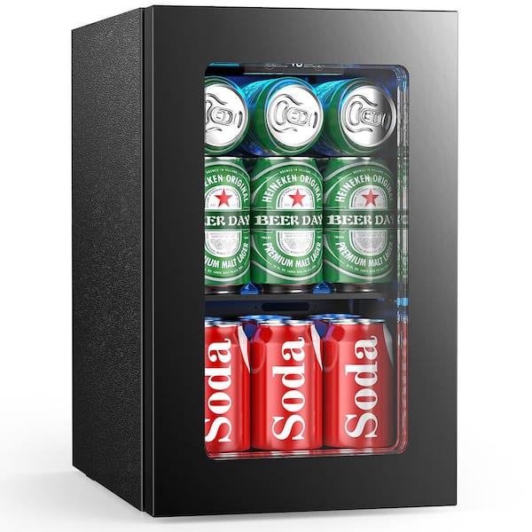 COWSAR 10.94. Single zone 24-Cans Mini Fridge Beverage Cooler in Black