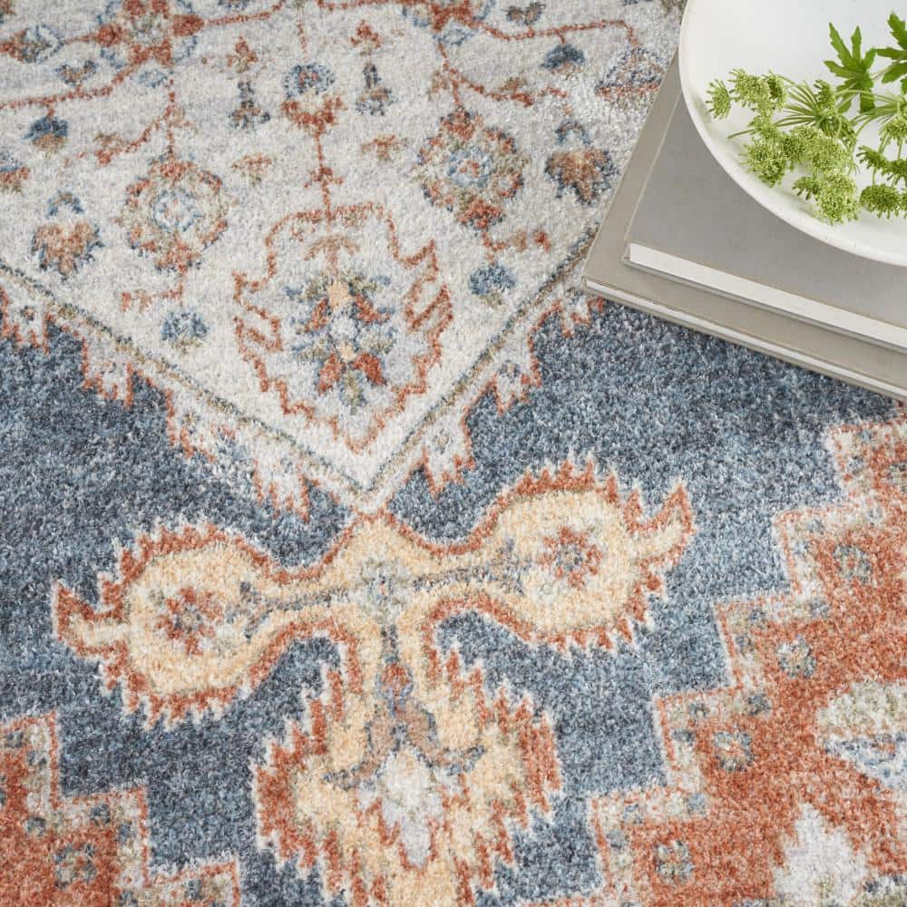 Vintage Persian Denim Multi 5' x 7' Flatweave Washable Area Rug