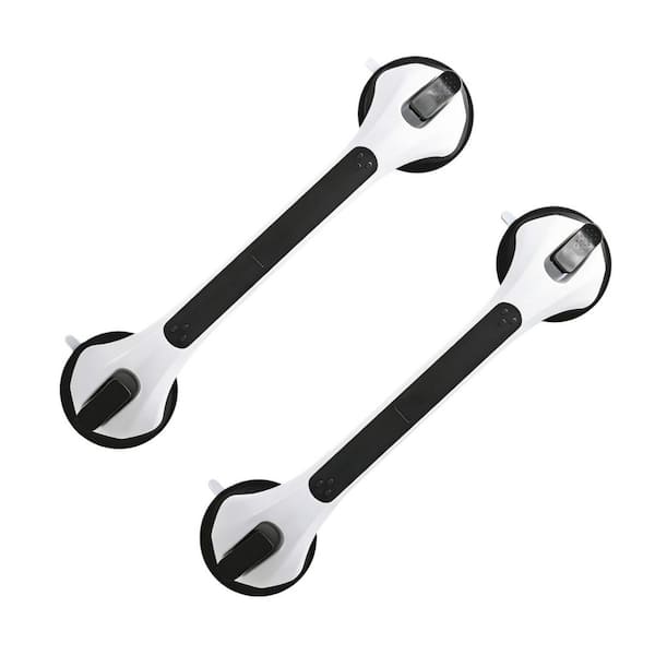 2 Pack 16.8 in. Grab Bars Easy to Install Suction Shower Handles in Black for Bathroom Removable Handrails Safety Grip