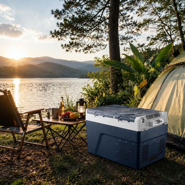 Dual Zone 40 qt. Electric Beverage Jug Chest Cooler in Blue, 12V
