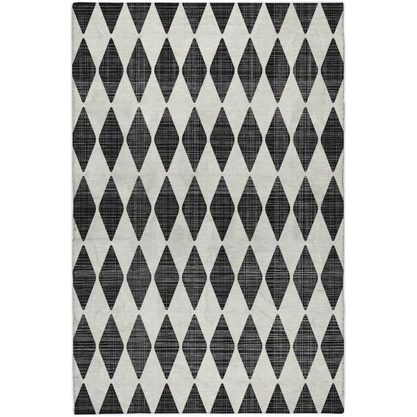 Dream Shag Premium Machine Washable Abstract ADS578 Black 3 ft. x 5 ft. Area Rug