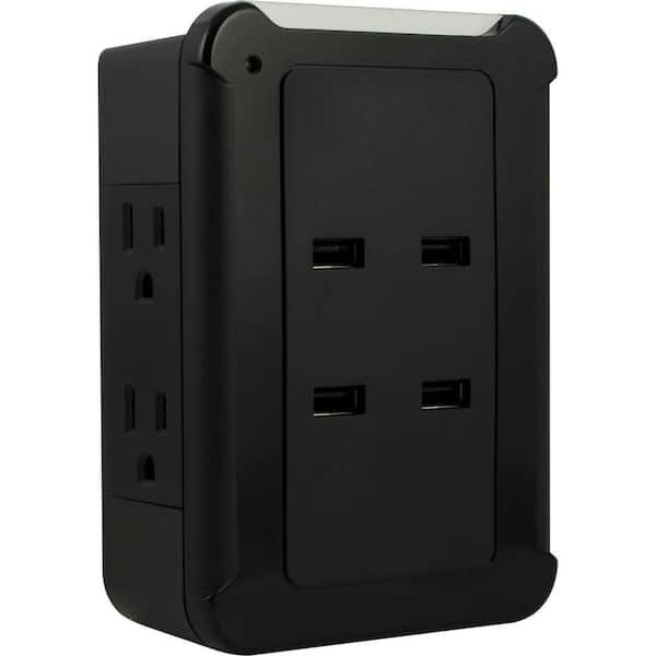 GE 4-USB Port and 4 AC Outlet 4.2 Amp Surge Protector Tap