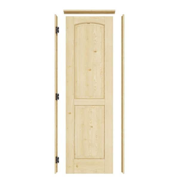 ARK DESIGN 24 in. x 80 in. 2-Panel Right Solid Core Unfinished Pine Wood Single Interior Door with Quick Assemble Pine Jamb