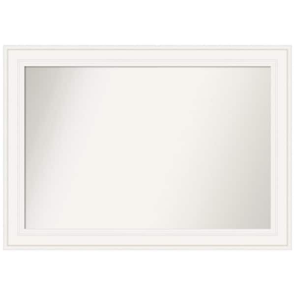 Amanti Art Ridge White 41.5 in. x 29.5 in. Non-Beveled Classic Rectangle Framed Wall Mirror in White