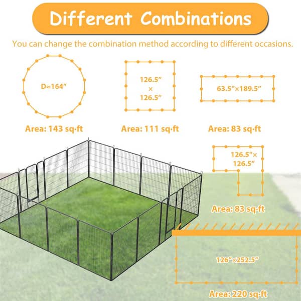 Foobrues Around 0.0007-Acre Metal Wireless Big Coverage Area Pet Fence  Playpen for Dogs L-W24101525 - The Home Depot