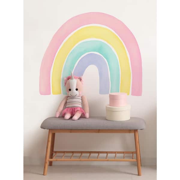 Small Pink Watercolor Rainbow Peel and Stick Vinyl Wall Sticker  W1167-Vinyl-Pink-Small - The Home Depot