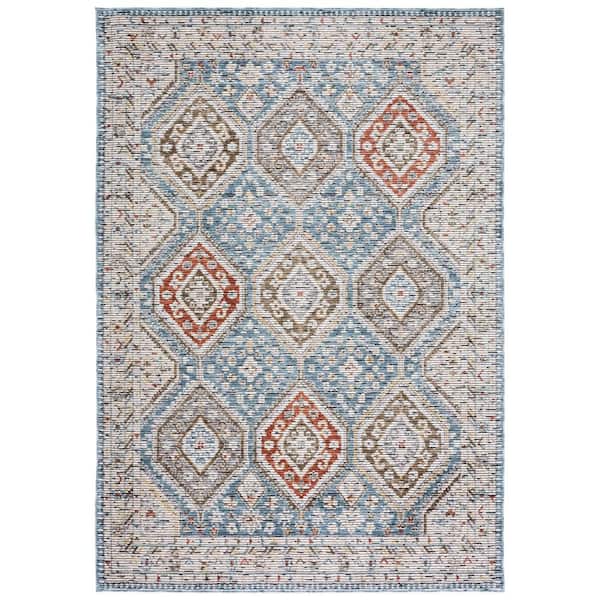Sierra 5 ft. x 8 ft. Ivory/Blue Ornate Border Area Rug