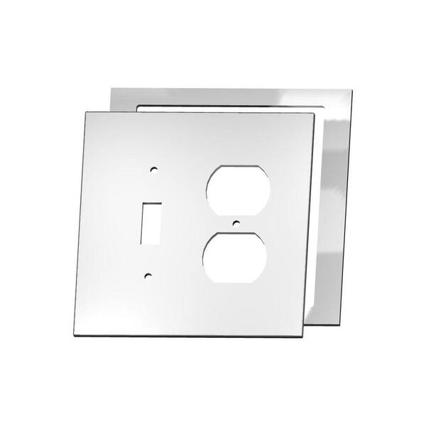 MirrEdge Acrylic Mirror 1 Toggle 1 Duplex Wall Plate with Clear Acrylic Spacer