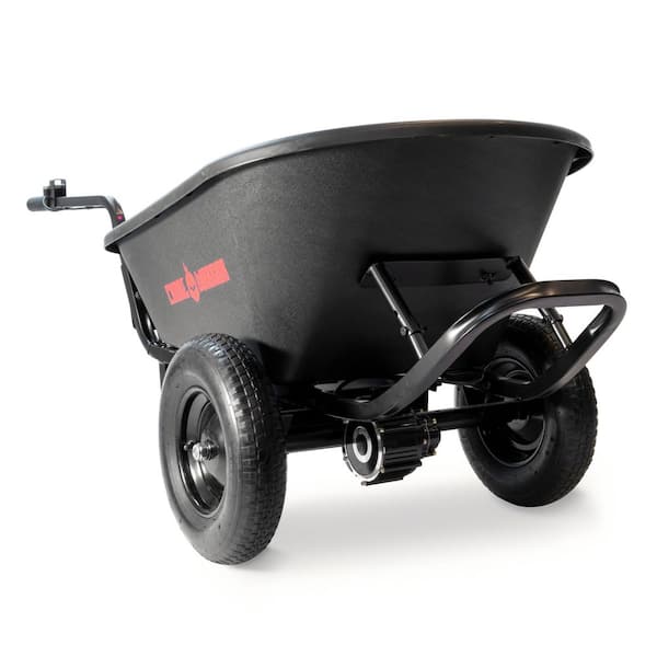 6 cu. ft. Electric Powered Wheelbarrow Metal Heavy-Duty frame supports 350 lbs. Battery Powered Drive