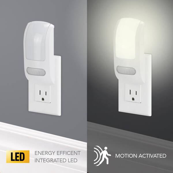 1 Ct Hampton Bay Slim Motion Sensing LED Night Light White Finish 1001541711 
