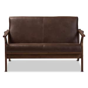 Bianca 50 in. Dark Brown/Walnut Brown Polyester 2-Seater Loveseat with Wood Frame