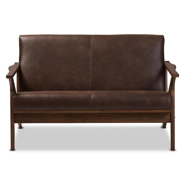 Baxton Studio Bianca 50 in. Dark Brown Walnut Brown Polyester 2